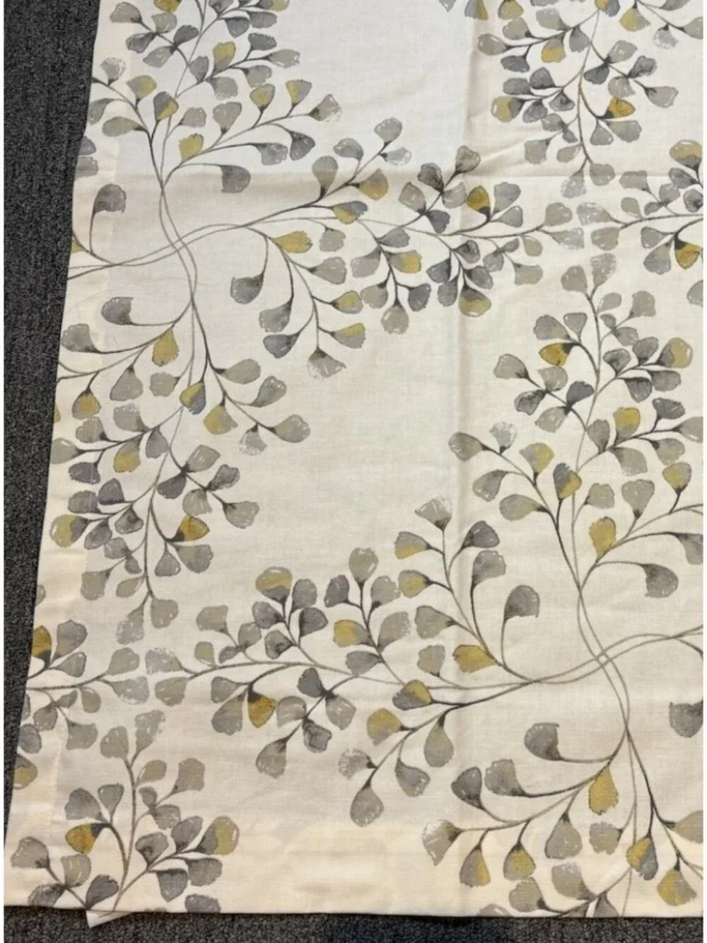 WEST ELM Pair/Set of 2 Ivory Leaf Print Curtain Panels Cotton 48